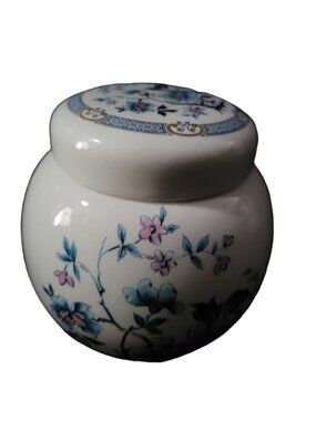 SADLER GINGER JAR Ironstone Lidded Jar Oriental Style Blue Pink Yellow Floral